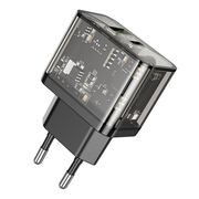 Incarcator priza USB, USB Type-C Hoco N34, QC3.0, 20W, negru transparent