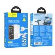 Statie de incarcare priza 3x USB, 3 x USB Type-C + cablu DC Hoco N36, 65W, alb