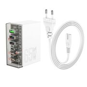 Statie de incarcare priza 3x USB, 3 x USB Type-C + cablu DC Hoco N36, 65W, alb