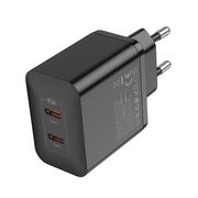 Incarcator priza Fast Charger 2 x USB-C PD 45W Hoco N35, negru