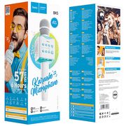 Microfon portabil wireless karaoke Hoco BK5, 5W, alb / albastru