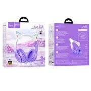 Casti cu urechi pisica Bluetooth pentru copii Hoco W42, mov