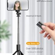 Selfie stick trepied Bluetooth cu telecomanda Techsuit S03, 68cm