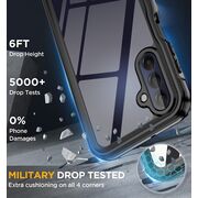 Pachet 360: Husa cu folie integrata Samsung Galaxy A15 ShockProof Dust-Water Proof Full Body, negru / transparent