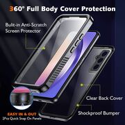 Pachet 360: Husa cu folie integrata Samsung Galaxy A55 5G ShockProof Dust-Water Proof Full Body, negru - transparent