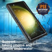 Pachet 360: Husa cu folie integrata Samsung Galaxy S23 Ultra ShellBox - Waterproof IP68, negru / transparent