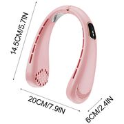 Ventilator portabil pentru gat, cu acumulator reincarcabil, 5 trepte de viteza cu display LED, deschidere ajustabila 1 - 19 cm, roz