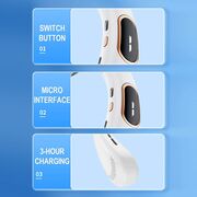 Ventilator portabil pentru gat, cu acumulator reincarcabil, 5 trepte de viteza cu display LED, deschidere ajustabila 1 - 19 cm, roz