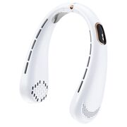 Ventilator portabil pentru gat, cu acumulator reincarcabil, 5 trepte de viteza cu display LED, deschidere ajustabila 1 - 19 cm, alb