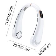 Ventilator portabil pentru gat, cu acumulator reincarcabil, 5 trepte de viteza cu display LED, deschidere ajustabila 1 - 19 cm, alb