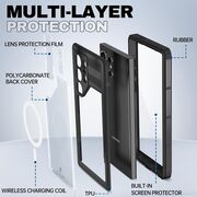Pachet 360: Husa cu folie integrata Samsung Galaxy S24 Ultra ShellBox - Waterproof IP68, negru / transparent