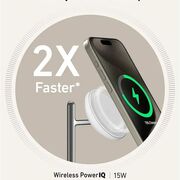 Incarcator wireless magnetic Anker MagGo 3in1, 15W, Qi2, pentru iPhone 15/14/13, AirPods Pro, Apple Watch Ultra, incarcator si cablu USB-C inclus, alb