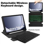 Husa cu tastatura iluminata pentru Samsung Galaxy Tab A9+ Plus 11 inch rotativa 360, negru
