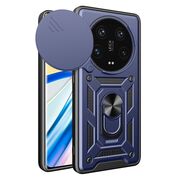 Husa pentru Xiaomi 14 Ring Armor Kickstand Tough Rugged Cover cu protectie camera, navy blue