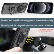 Husa pentru Xiaomi 14 Ultra cu inel Armor Kickstand Tough Rugged Cover, (negru)