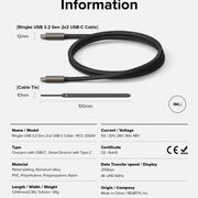 Cablu de date Fast Charging Type-C 240W, 1m Ringke, negru