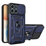 Husa pentru Honor X6a Ring Armor Kickstand Tough Rugged Cover cu protectie camera - blue