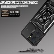 Husa pentru Honor X7a Ring Armor Kickstand Tough Rugged Cover cu protectie camera - blue