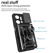 Husa pentru Honor X7a Ring Armor Kickstand Tough Rugged Cover cu protectie camera - blue
