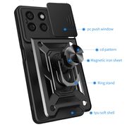 Husa pentru Honor X8b Ring Armor Kickstand Tough Rugged Cover cu protectie camera - blue