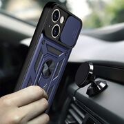 Husa pentru iPhone 13 cu inel Ring Armor Kickstand Tough, protectie camera - blue