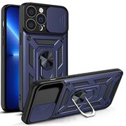 Husa pentru iPhone 13 Pro Max cu inel Ring Armor Kickstand Tough, protectie camera - blue