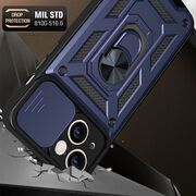 Husa pentru iPhone 14 cu inel Ring Armor Kickstand Tough, protectie camera - blue
