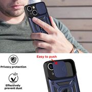 Husa pentru iPhone 14 cu inel Ring Armor Kickstand Tough, protectie camera - blue