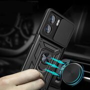 Husa Oppo A57s, A77 cu inel Ring Armor Kickstand Tough Rugged, protectie camera - blue