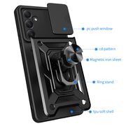 Husa pentru  Samsung Galaxy A35 Ring Armor Kickstand Tough Rugged Cover cu protectie camera, albastru