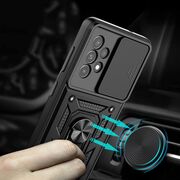 Husa pentru Samsung Galaxy A52 cu inel Ring Armor Kickstand Tough, protectie camera - blue
