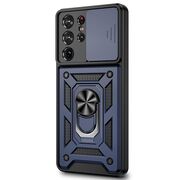 Husa pentru Samsung Galaxy S21 Ultra cu inel Ring Armor Kickstand Tough, protectie camera - blue