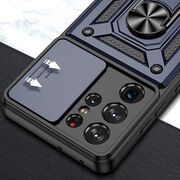 Husa pentru Samsung Galaxy S21 Ultra cu inel Ring Armor Kickstand Tough, protectie camera - blue