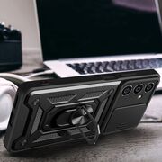 Husa pentru  Samsung Galaxy S23 FE Ring Armor Kickstand Tough Rugged Cover cu protectie camera, albastru