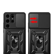 Husa pentru  Samsung Galaxy S24 Ultra Ring Armor Kickstand Tough Rugged Cover cu protectie camera, albastru