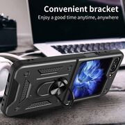 Husa pentru Samsung Galaxy Z Flip 5 cu inel Ring Armor Kickstand Tough - blue