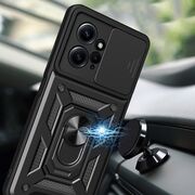 Husa pentru XIAOMI REDMI 12 5G / 4G cu inel Ring Armor Kickstand Tough, protectie camera - blue