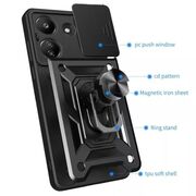 Husa pentru  Xiaomi Redmi 13C 4G Ring Armor Kickstand Tough Rugged Cover cu protectie camera, albastru