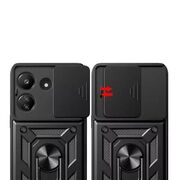 Husa pentru  Xiaomi Redmi 13C 4G Ring Armor Kickstand Tough Rugged Cover cu protectie camera, albastru