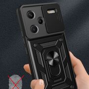 Husa pentru  Xiaomi Redmi Note 13 Pro+ Plus 5G Ring Armor Kickstand Tough Rugged Cover cu protectie camera, albastru