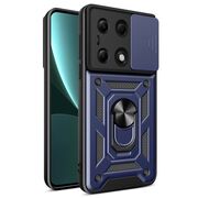 Husa pentru  Xiaomi Redmi Note 13 Pro 4G Ring Armor Kickstand Tough Rugged Cover cu protectie camera, albastru