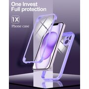 Pachet 360: Husa cu folie integrata pentru iPhone 13 Cover360 fata spate - mov / transparent