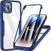 Pachet 360: Husa cu folie integrata pentru iPhone 12 Pro Max Cover360 fata spate - albastru / transparent