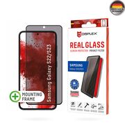 Folie sticla premium Samsung Galaxy S22 5G / S23 Displex Real Glass Privacy Full Cover 10H cu aplicator, negru