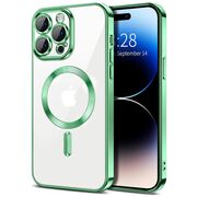 Husa pentru  iPhone 14 Pro Max cu MagSafe si protectie pentru lentile anti-shock 1.5 mm - verde deschis
