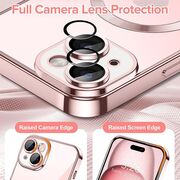 Husa pentru iPhone 15 cu MagSafe si protectie pentru lentile anti-shock 1.5 mm - pink