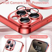 Husa pentru iPhone 15 Pro Max cu MagSafe si protectie pentru lentile anti-shock 1.5 mm - rosu