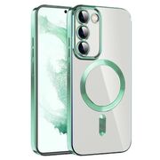 Husa pentru Samsung Galaxy S21 Plus cu MagSafe si protectie pentru lentile anti-shock 1.5 mm - light green