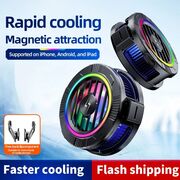 Cooler pentru racire telefon sau tableta, universal, Cooling Semiconductor Radiator Magnetic racire rapida si zgomot redus, Clips detasabil, iluminat RGB, USB-C, negru