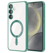 Husa pentru Samsung Galaxy S24 cu MagSafe si protectie pentru lentile anti-shock 1.5 mm - verde / transparent